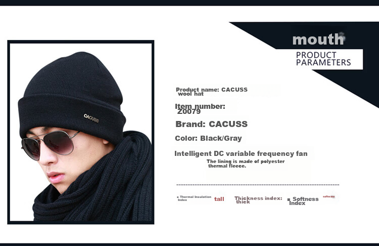 CACUSS Wool Knit Hat for Men, Thick Warm Ear Protection Cap for Autumn And Winter, Large Head Circumference Pullover Knit Hat, Cold Weather Cap 5