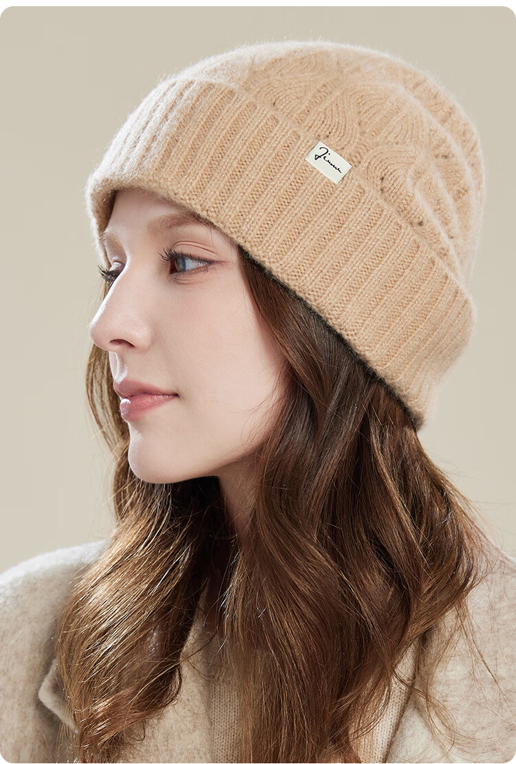 JIUMU Cashmere Warm Knit Hat, Autumn And Winter Woolen Cap, Cold Hat, Winter Hat, Outdoor Ear Protection Cold Cap for Women in Winter 16