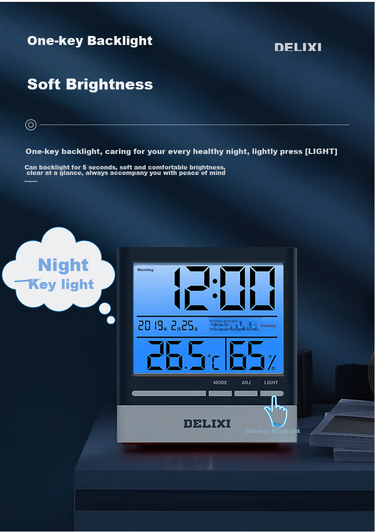 DELIXI ELECTRIC Thermometer, Indoor Home Use, High Precision, Backlit Electronic Digital Display, Temperature And Humidity Dual-Use, for Baby Room And Office 7