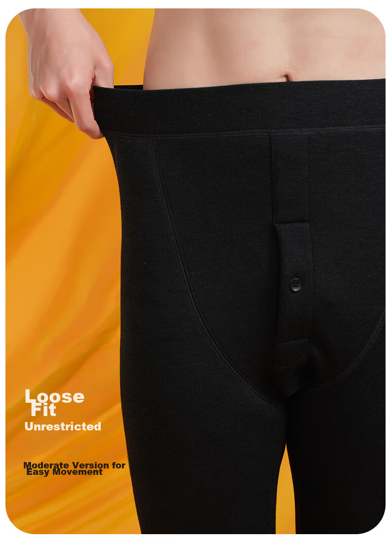 Yiershuang [Duck Down And Lamb Wool 3-Layer Thickened] Thermal Underwear for Men, Fleece-Lined Cotton Autumn Pants 13
