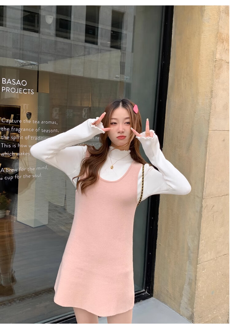 XUEXIMAN Knitted Sweater for Women, 2025 New Style, Solid Color Inner Layer, Semi-Turtleneck Top, Versatile Ruffle Trim Base Layer for Spring And Autum 20