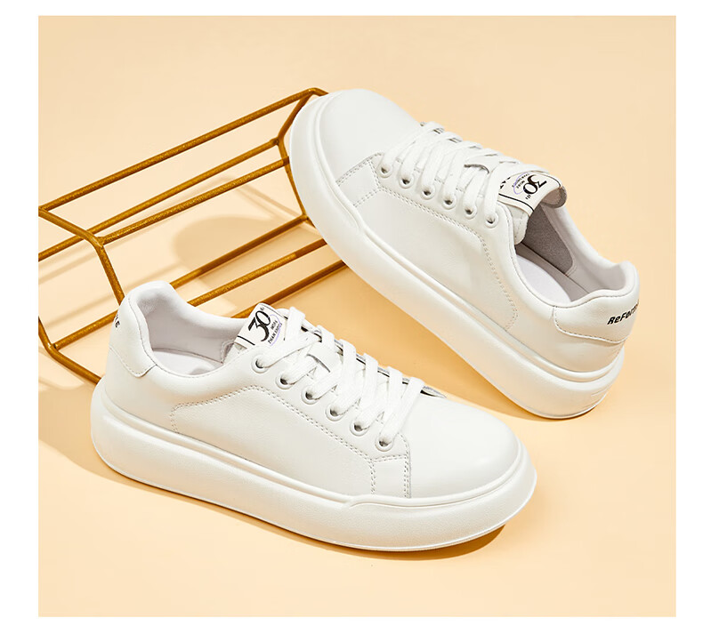 St&Sat Women's Classic Versatile Height-Increasing Thick-Soled Lightweight Soft-Bottom Casual Sneakers SS33112497 White 38 15