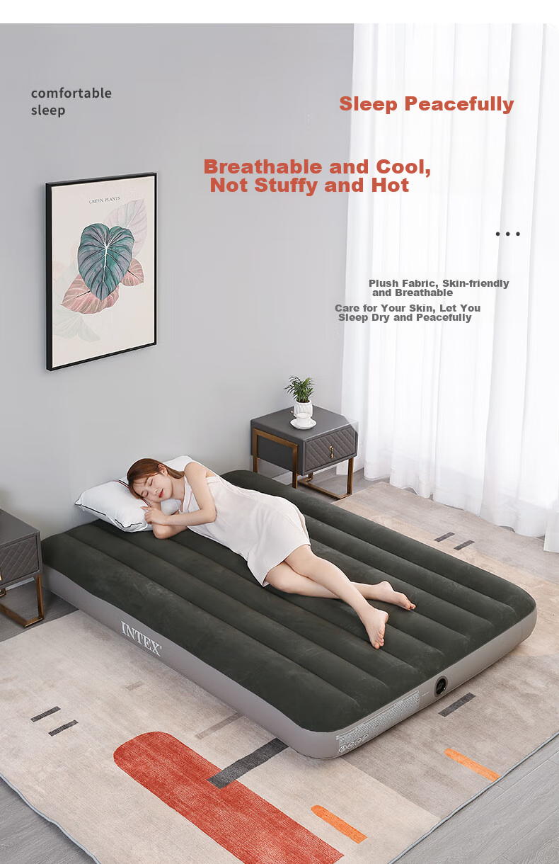 INTEX Double Inflatable Mattress, Outdoor Moisture-Proof Mat, Home Nap Folding Bed, Car Bed, 64108N 4
