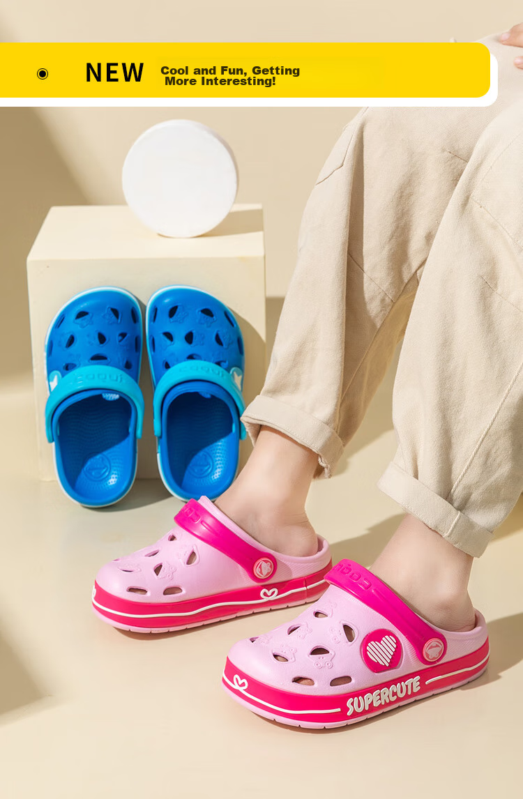 Coqui Children's Perforated Shoes, Boys And Girls Lightweight Sand-Draining Two-Way Casual Slippers, Big Kids Candy Pink, Size 36-37, CQ8538 1