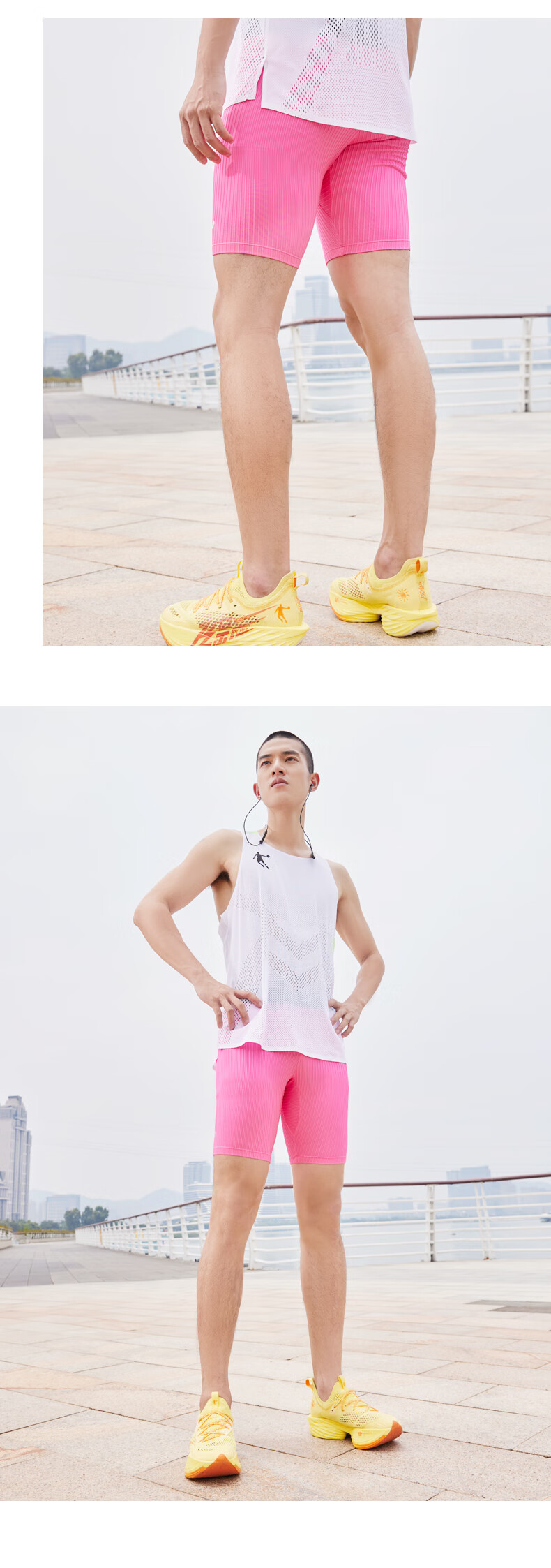 QIAODAN Men's Shorts, Feiying Half-Elastic Pants, Sports Trousers for Men, Professional Tight-Fitting Marathon Running Five-Point Shorts, Racing Compression Pants 10