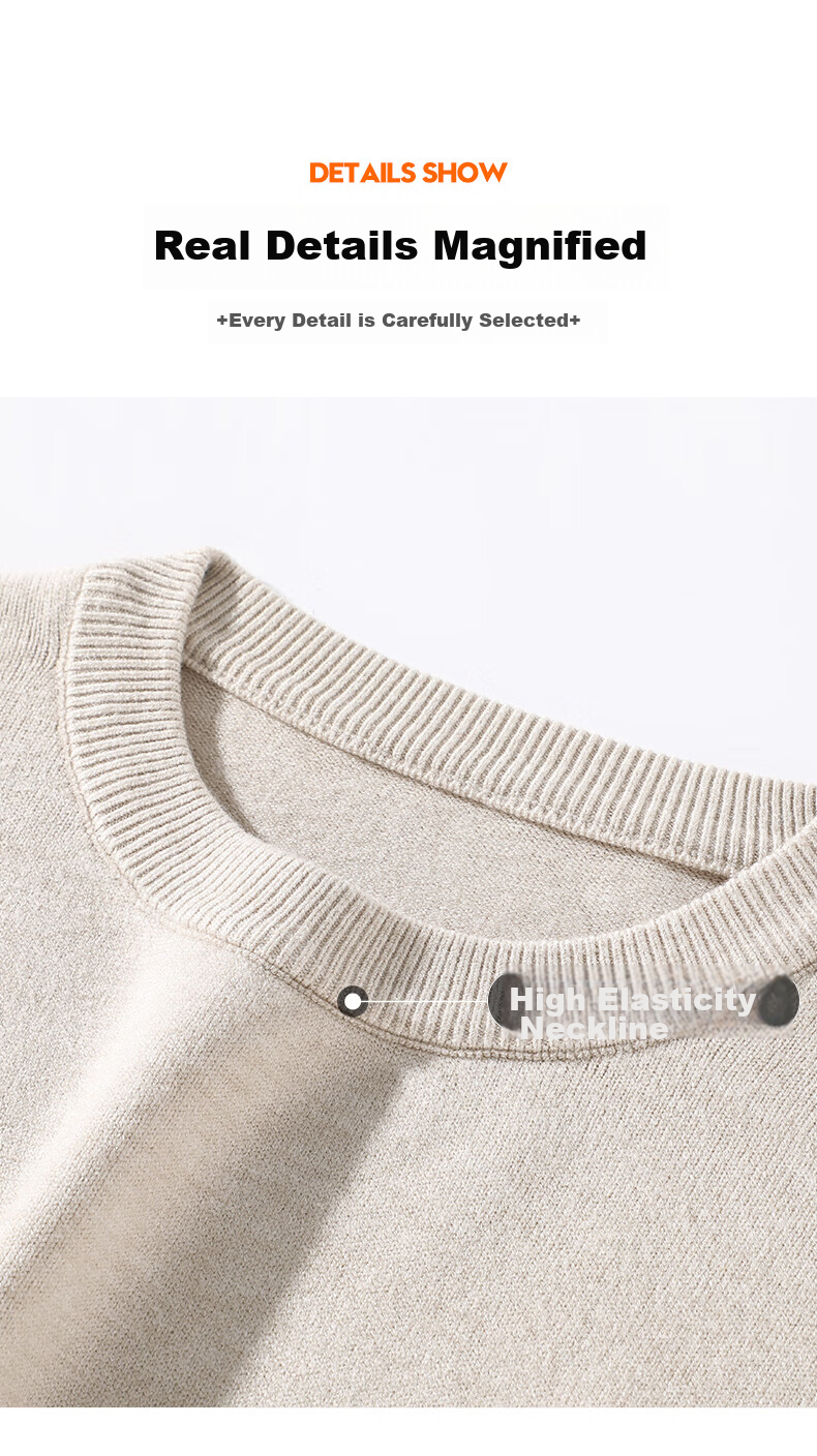 Warrior Round Neck Sweater for Men, Autumn And Winter Solid Color Warm Heavy Knit Pullover, Thick Inner Layer Base Shirt YD 15