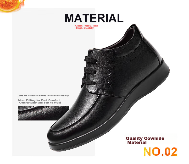 Aokang Casual Business Fleece-Lined Warm Cotton Shoes, Simple And Comfortable Cowhide Shoes for Men, Black, Size 39 21