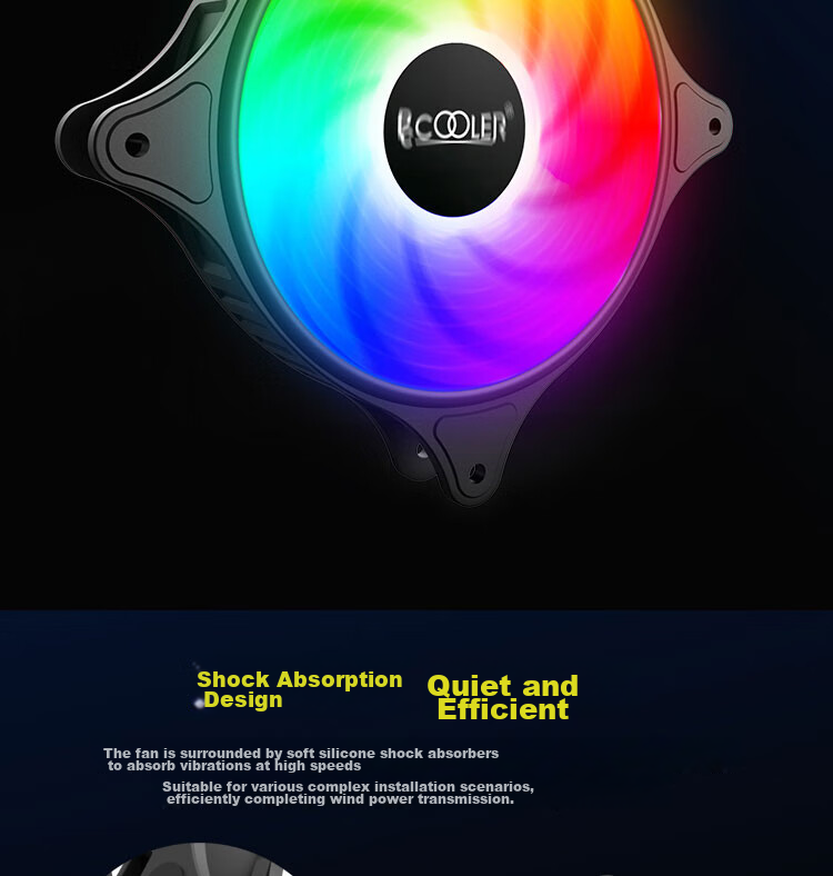 PCCOOLER Mingyue SRGB 12CM Case Fan (Colorful Lighting Effects, Luofu Bearing, Shock-Absorbing Foot Pad, Compatible with Series Connection) 3