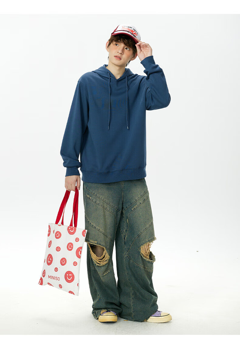 MINISO Thickened Lamb Fleece Hoodie Men's Winter Cold-Resistant Warm Heavyweight Versatile Pullover Light Beige XL 13
