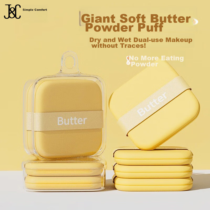 Jianyingshu Cream Double-Sided Air Cushion Powder Puff 2 Pieces with Storage Box, Foundation Liquid Wet And Dry Dual-Use Powder Compact Sponge Puff
