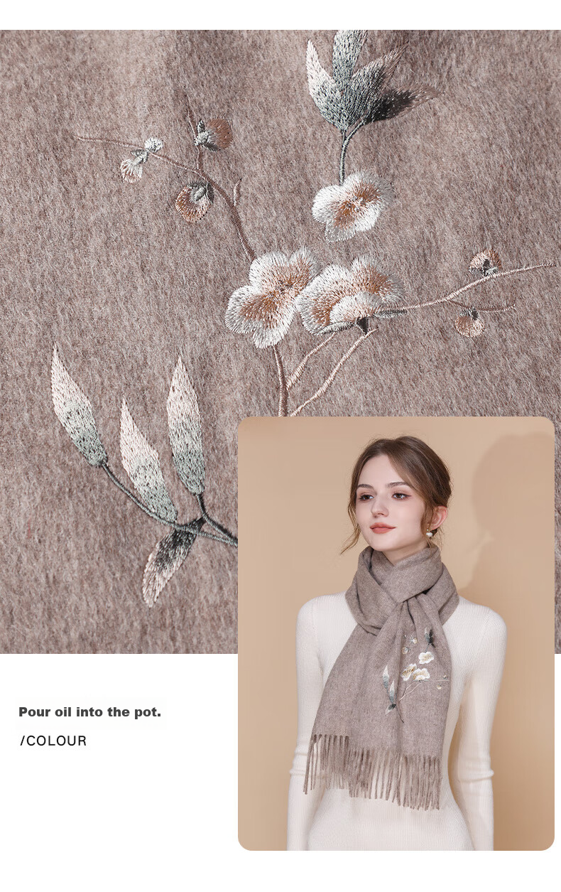 Hangsifu Pure Wool Embroidered Scarf, Neck Warmer, Outer Wrap Shawl, Autumn And Winter Warm Cloak, Birthday Gift Box for Mothers And Wome 19