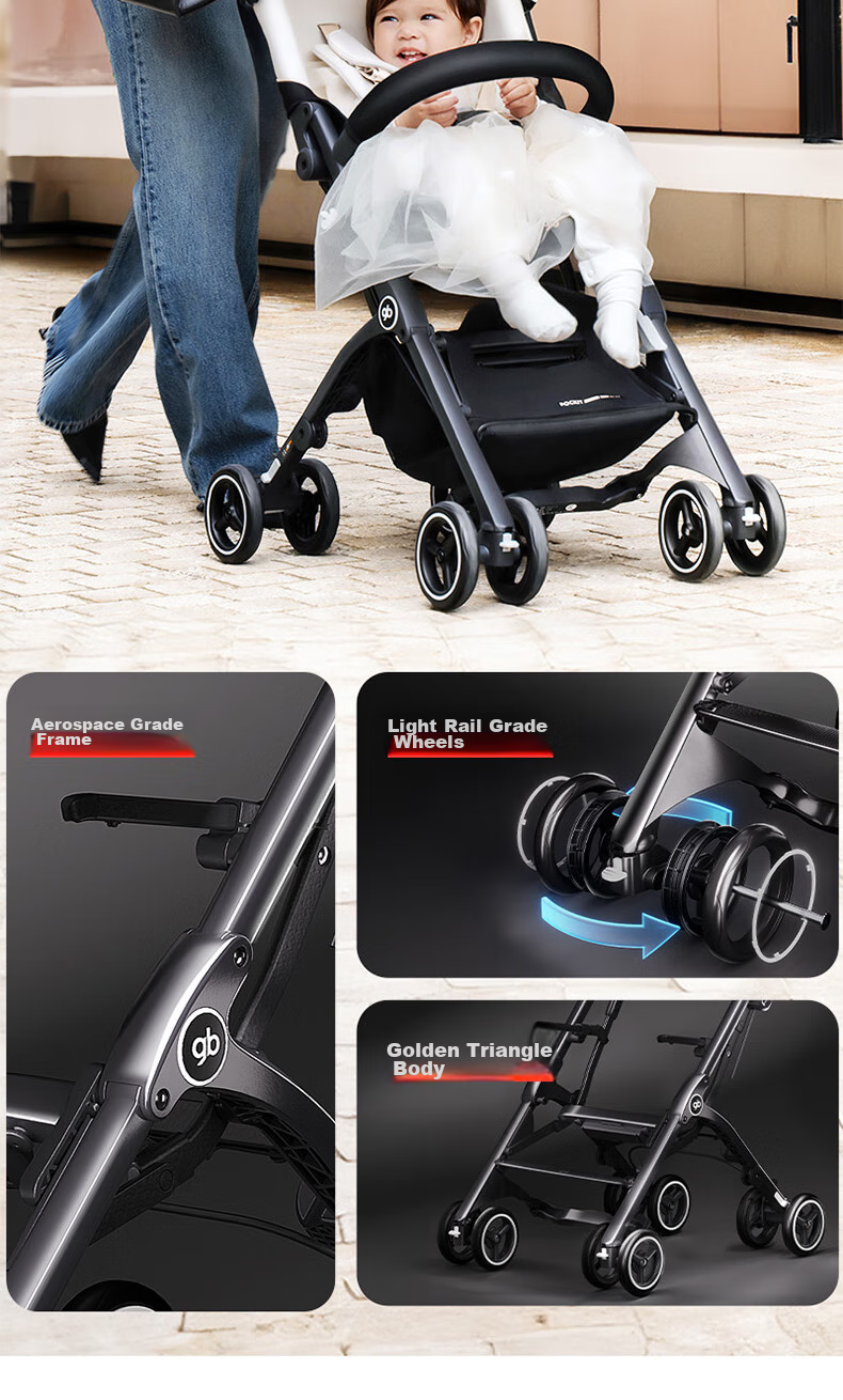 Gb Pocket Car® Stroller, Carry-On, Lightweight, Foldable, with Shock Absorption, Suitable for Babies 6 Months to 3 Years Old, Milk White 13