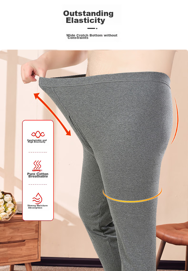 LangSha Men's Thermal Underwear, Large Size, 100% Pure Cotton, Antibacterial And Anti-Mite, Comfortable And Warm Cotton Pants for Me 9