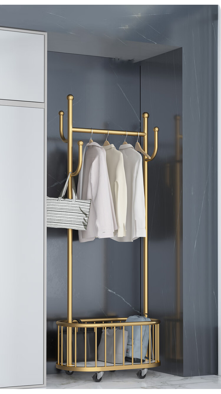 Yupin Floor-Standing Clothes Rack, Bedroom Coat And Hat Stand, Living Room Single-Pole Movable Drying And Storage Rack, MJ188 Milk White, 80cm High, 175cm Wide 19