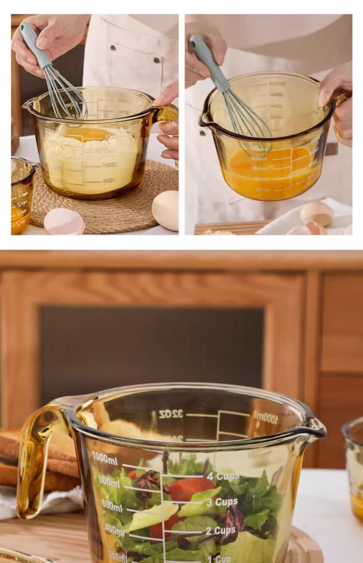 Cilock Glass Measuring Cup with Handle, Heat-Resistant Baking Beater Cup for Hot Milk, 500ml 8