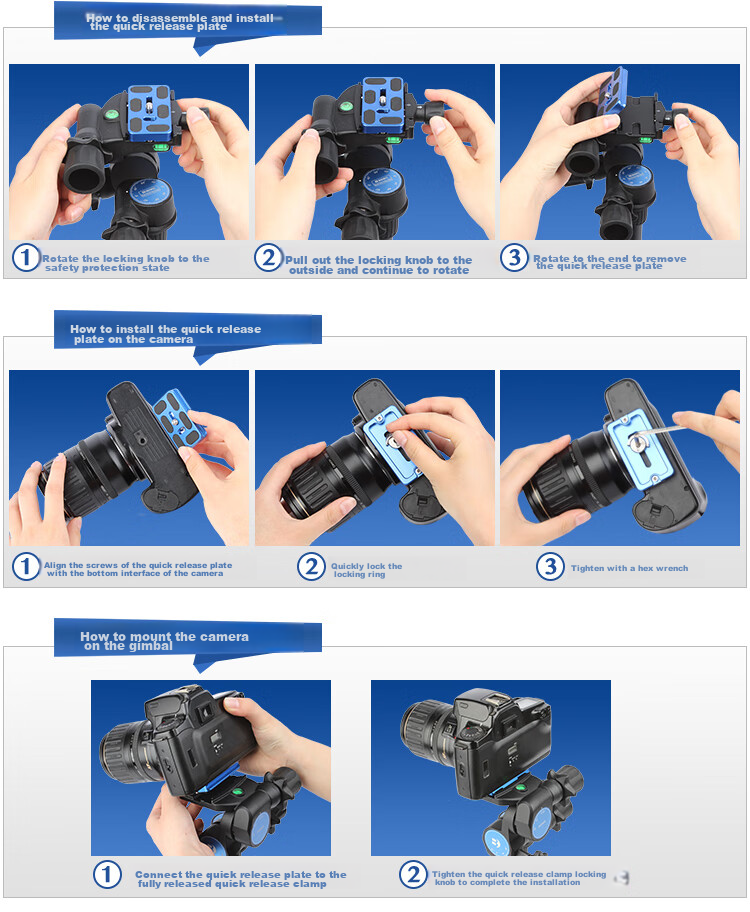 Benro GD3WHK Three-Dimensional Gear Head for Mirrorless And DSLR Cameras, Architectural Starry Sky Low-Angle Panoramic Macro Photography And Videography Tripod 10