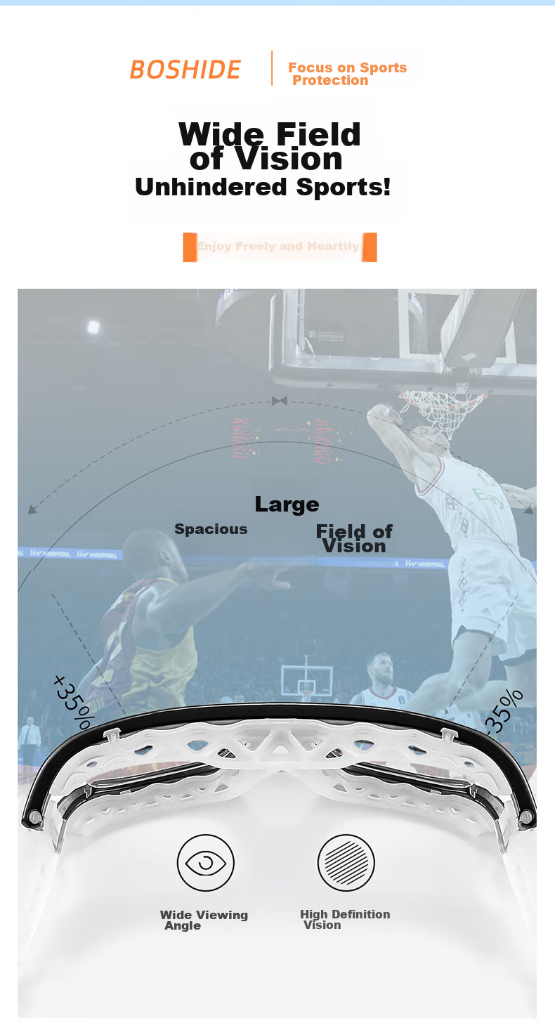 Boshide Basketball Glasses, Nearsighted Glasses, Sports Goggles for Men And Women, Can Be Fitted with Prescription Lenses, Black, No Prescriptio 8
