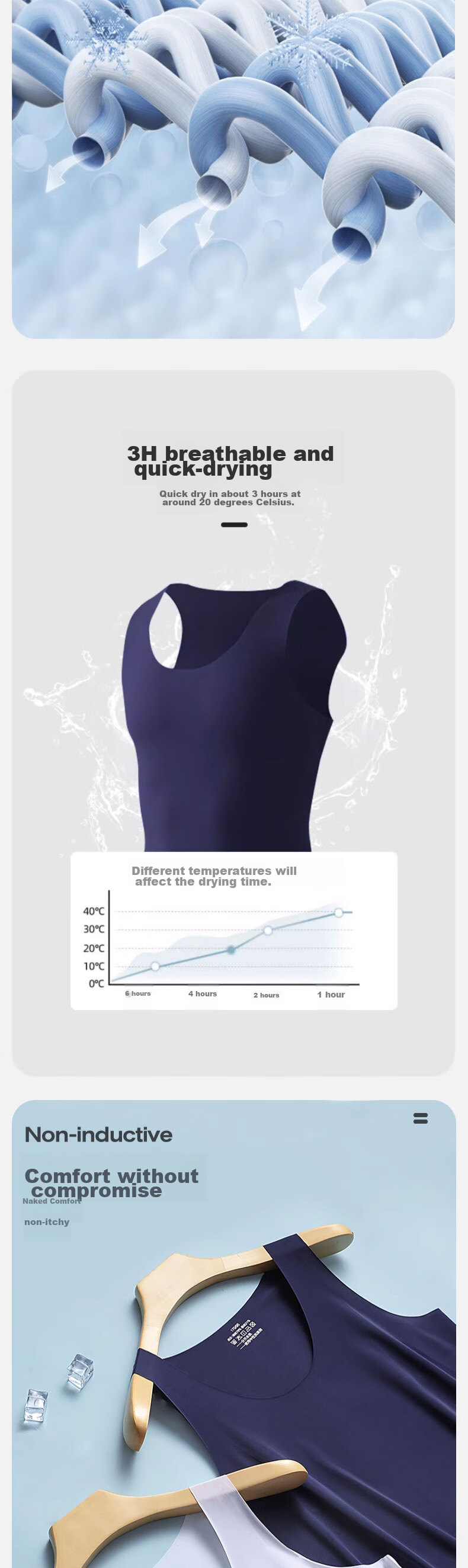 Hengyuanxiang Men's Undershirt, Ice Silk, Comfortable, Quick-Drying, Sleeveless, Seamless Tank Top for Fitness And Sweat-Wicking, Bleached White 3