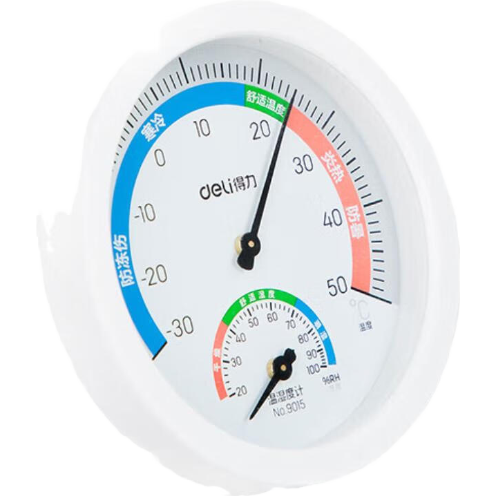 Deli Indoor Thermometer Hygrometer, Birthday Gift for Babies, Elderly And Children, Dual-Use Desktop And Wall-Mounted, Battery-Free Large Dial, Office Supplies, Medium Size 9015