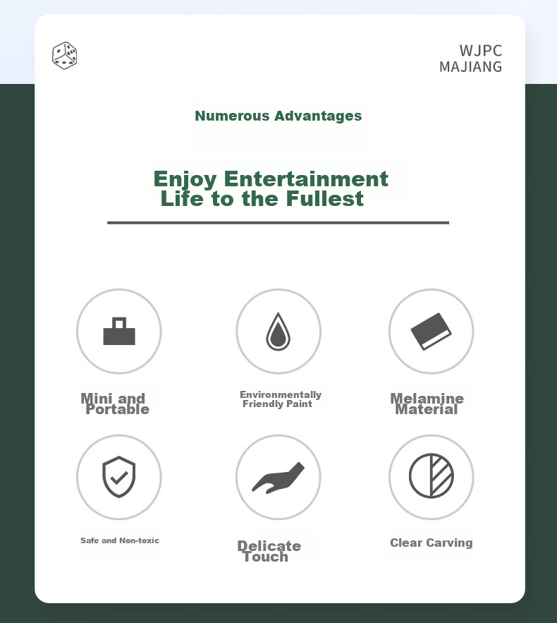 Wangjing Poker Mini Mahjong Hand-Rub Portable Home Dormitory Outdoor Travel Camping Travel Mini Mahjong Tiles Small with Ruler 2