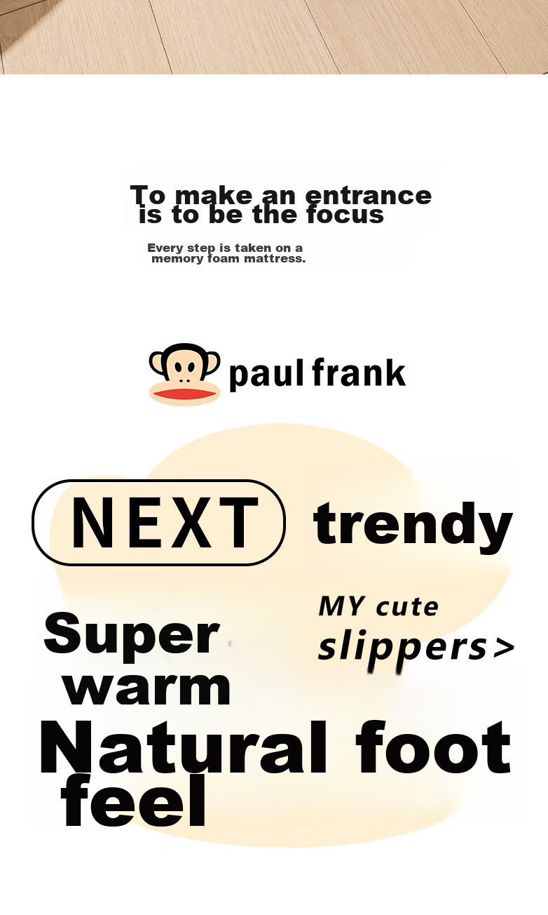 Paul Frank Cotton Slippers for Women, Autumn And Winter Outdoor Wear, Men's Heel-Covered Warm Home Thick Maternity Cotton Shoes 1002 2