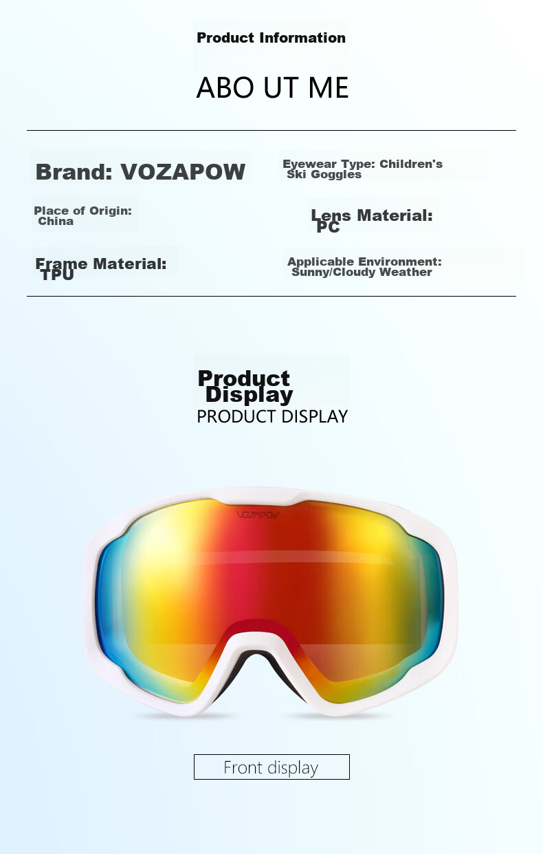 VOZAPOW Children's Ski Goggles, Double-Layer Anti-Fog, Snow Blind Spherical Lens, Windproof And Cold-Resistant Protective Eyewear for Men And Women in Snow 11