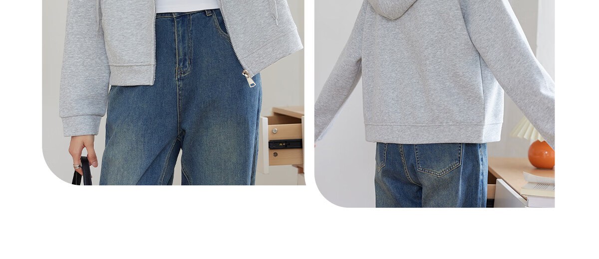Halo Queen Hoodie Jacket for Women, Spring And Autumn, with Hood And Zipper Pockets, Loose-Fitting Fashion Casual Outerwear, New Product H143W1010 7