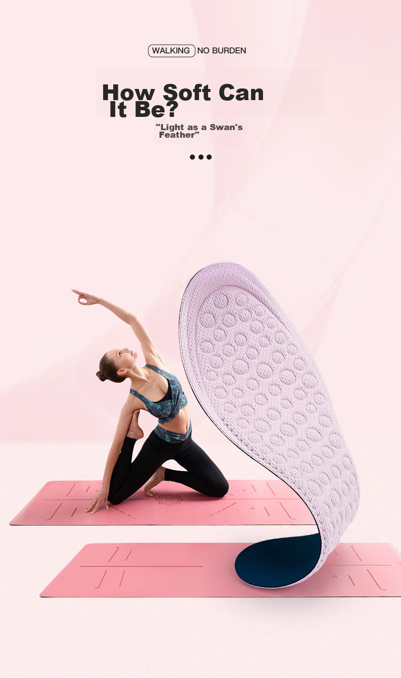 Maigaole 2 Pairs, Women's Insoles, Soft Sole Comfortable Breathable Sweat-Absorbing Thin Sports High Heel Insoles, Pink, Size 35-36 7