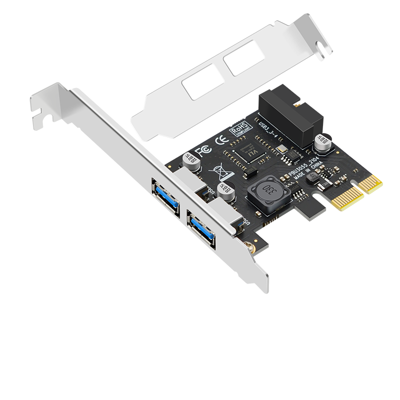 EB-LINK PCIE to 4-Port USB3.0 Expansion Card, Desktop Computer Rear 2-Port + Front 19PIN Interface USB Adapter Card, HUB Concentrator Card, Independent Power-Free