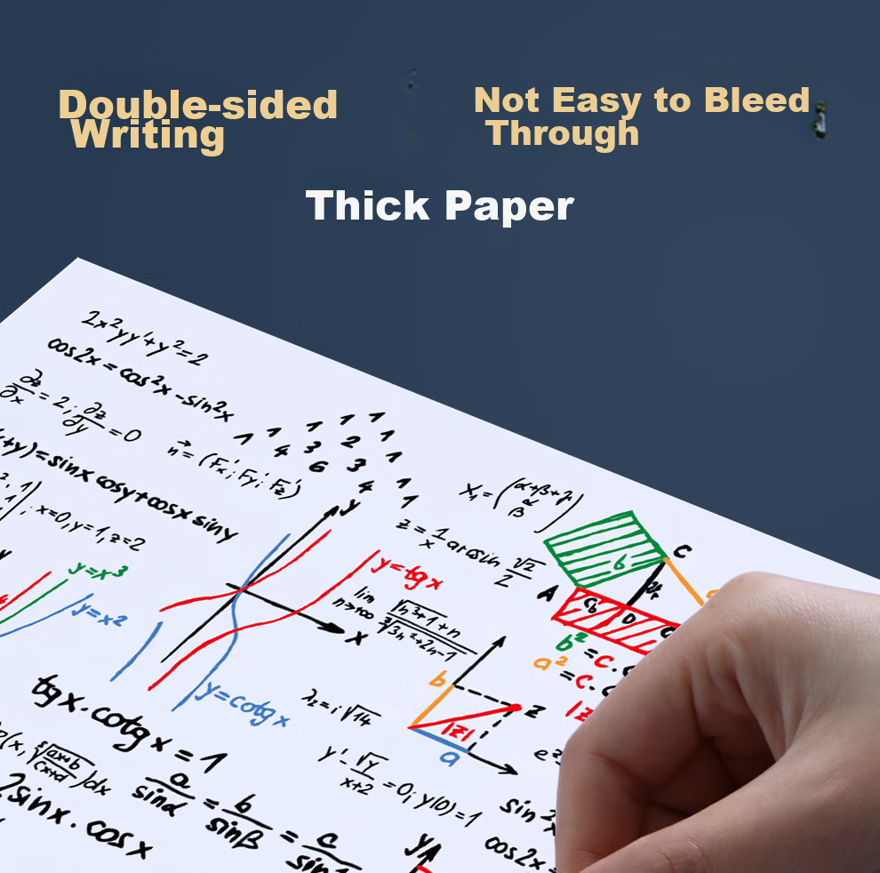 Faramon 5-Pack Blank A4 Draft Paper Notebooks, Student Calculation Books, 500 Sheets, College Student Exam Preparation Review, Thick White Paper Draft Books, Stationery, High School Student Learning Tool 6