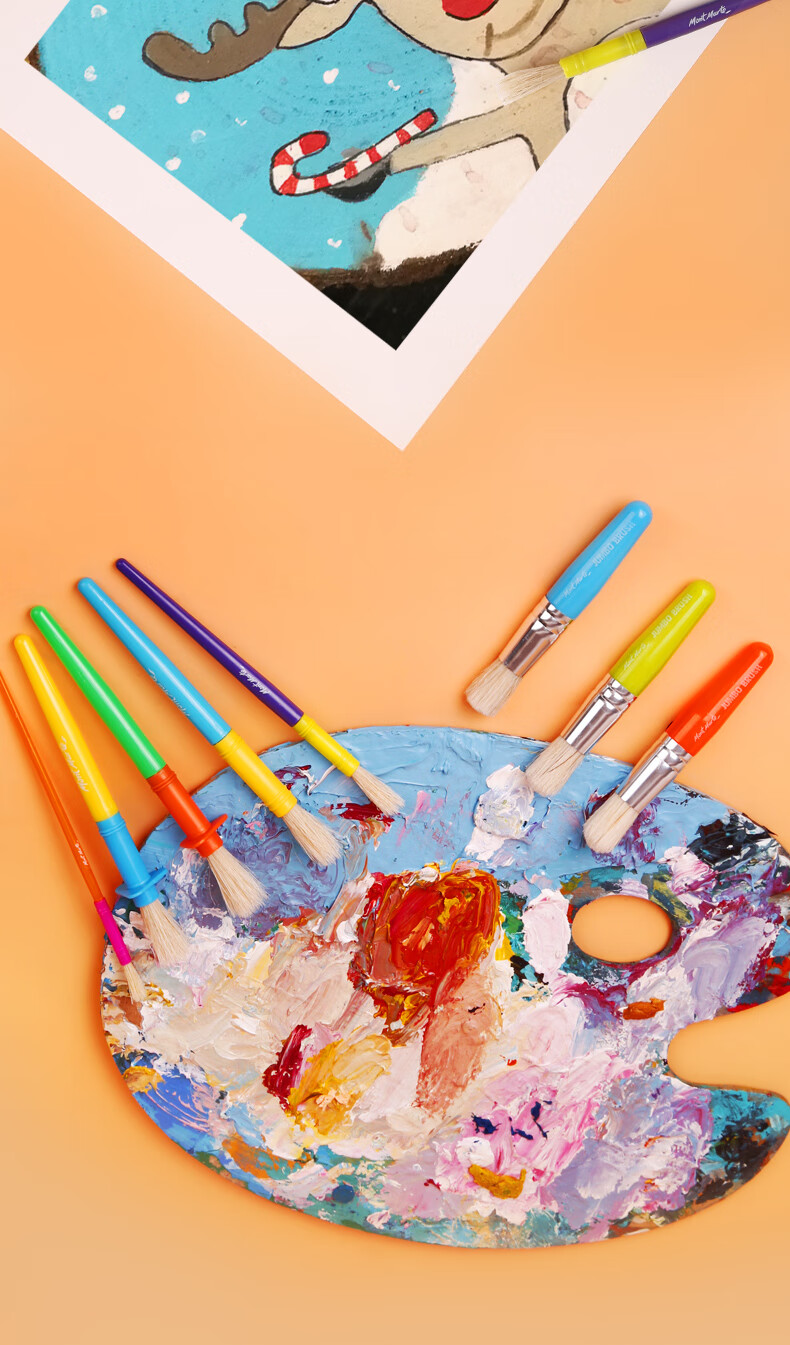 Mont Marte Children's Paint Brushes, Set of 3, Drawing Brushes for Kids, Painting Set with Paint, Creative Doodle Pens, Flat Brush, MMKC0045 Art Sketching 8