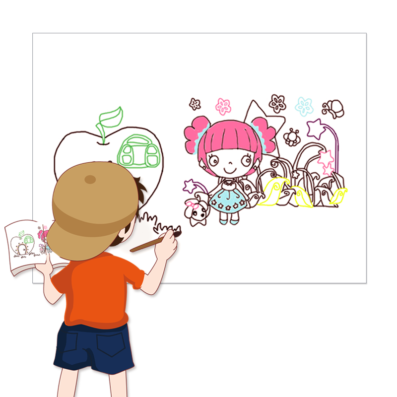 AUCS Soft Whiteboard Wall Sticker 200*90cm Erasable Children's Doodle Drawing Board Sticker for Office Training Self-Adhesive RBB2090