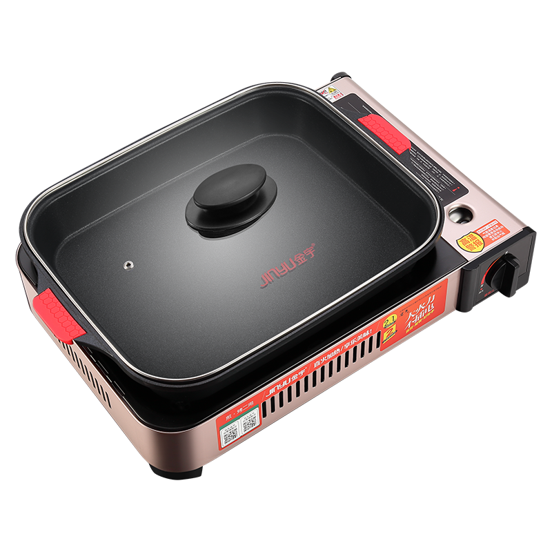 Jinyu Portable Gas Stove Outdoor Cooking Equipment, Gas Stove for Hot Pot And Grilled Fish, Deep Frying Pan + Stove Set