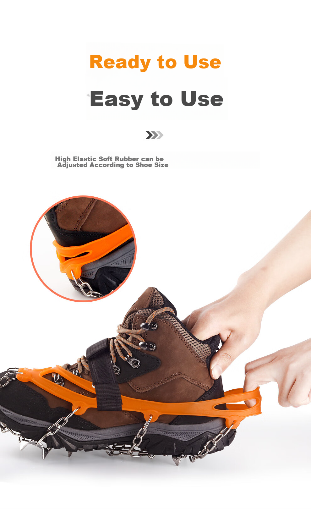 MOTIE Ice Claw Non-Slip Shoe Covers with Cleats, Outdoor Hiking Climbing Equipment, Professional Snow Covers, Mountain Climbing Snow Ice Grips with 10-Toe Chai 11