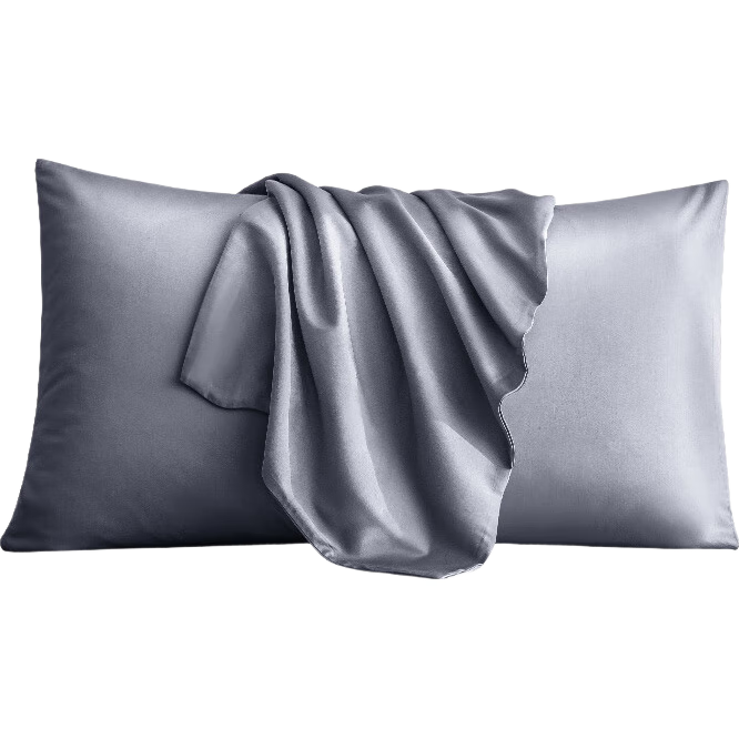 JD Original 60-Count Long-Staple Cotton Luxury Satin Pillowcase, 100% Pure Cotton Pillowcase, 48x74cm, Set of Two, Grayish Blue