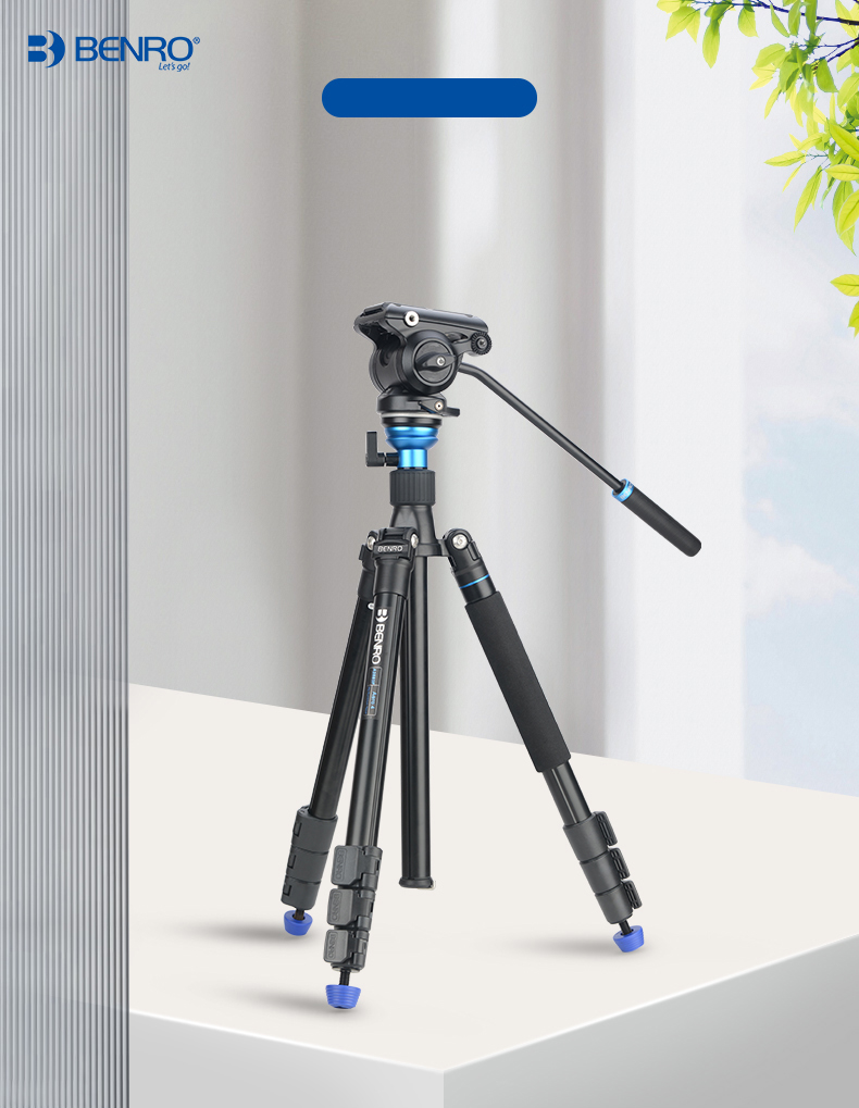 Benro A2883FS4N DSLR Video Tripod with Professional Camera Hydraulic Handle, Pan-Tilt Head, Adjustable Level Ball Bowl, Monopod Tripod Kit 2