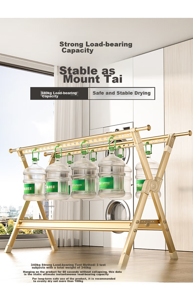 HKG Folding Aluminum Alloy Clothes Drying Rack, Extendable Indoor Balcony Household Clothes And Quilt Drying Stand, Clothes Hanger 4