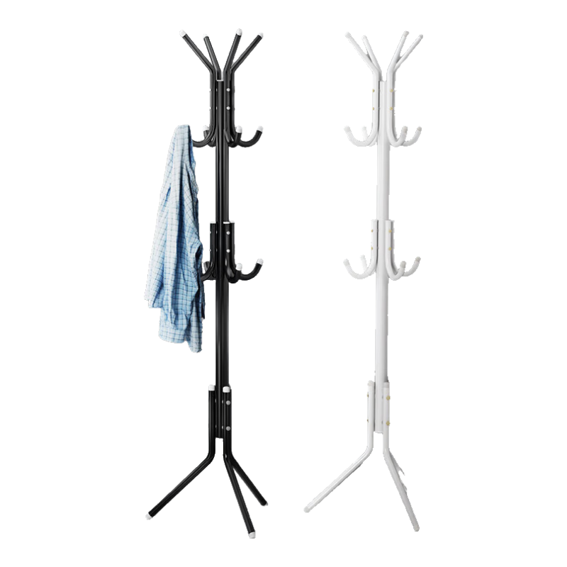 Anerya Iron Coat Rack, Floor-Standing Bedroom Clothes Hanger, Simple Indoor Drying Rack for Clothes, Black with 12 Hooks