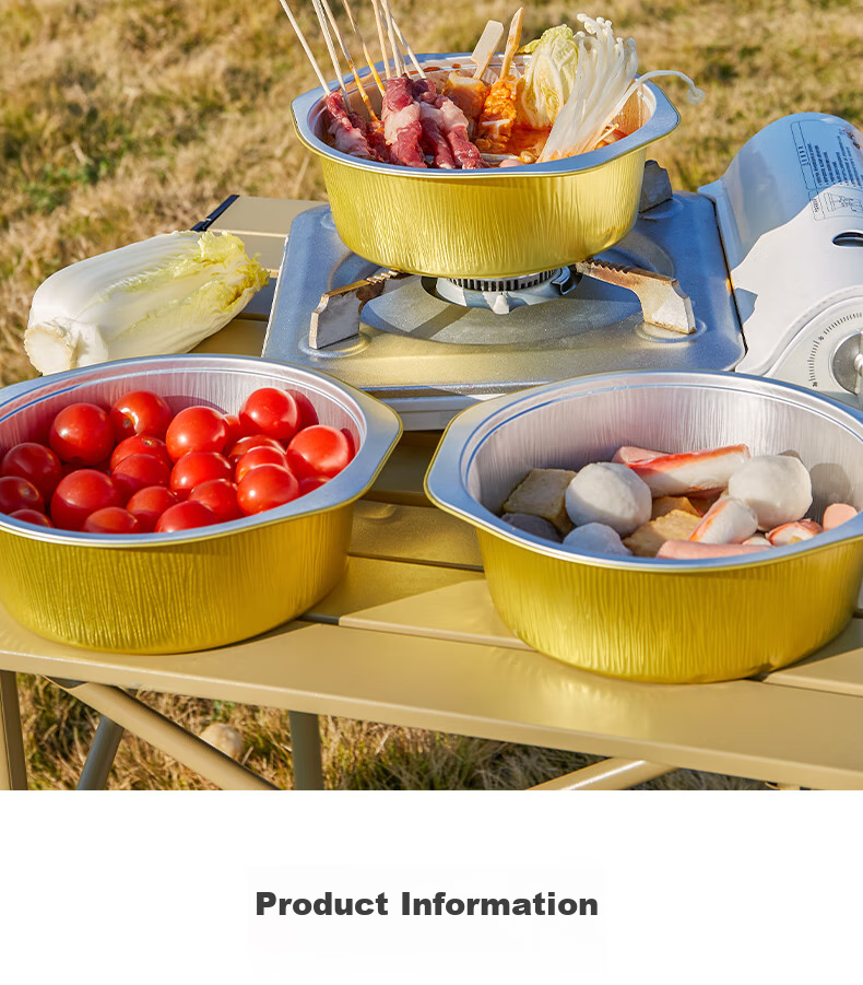 BJ Aluminum Foil Pot, Disposable Hot Pot Set, Takeout Packaging Box, Round Outdoor Barbecue, Heatable, 1430ml, 5 Pieces 10