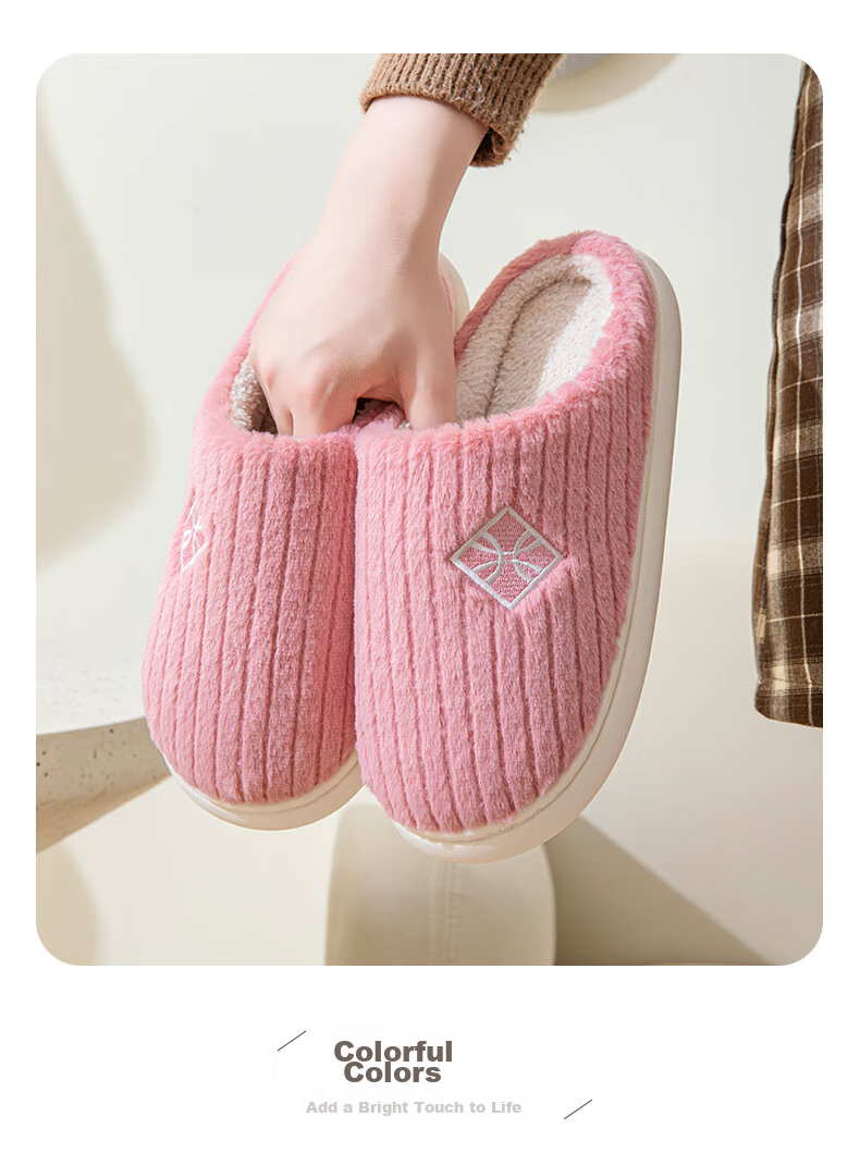 YUZHAOLIN Cotton Slippers for Men And Women, Winter Plush Warm Non-Slip Maternity Shoes, Home Cotton Shoes YR102 12