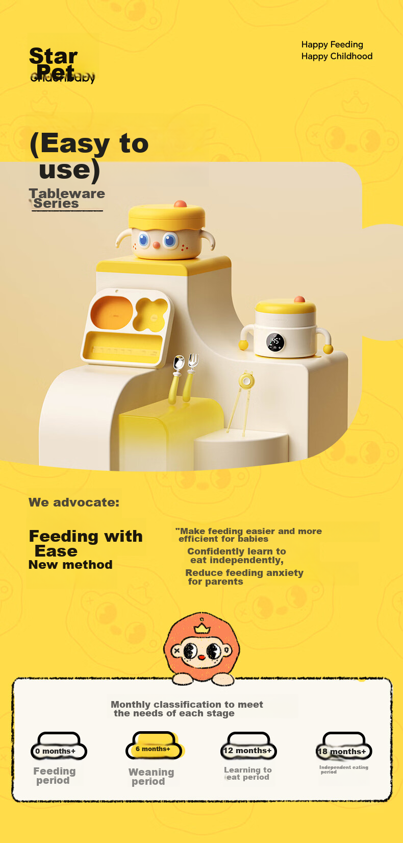 Huangchong Baby Food Bowl with Suction Base, Anti-Drop And Anti-Scalding Training Bowl for Infants And Children, Silicone Tableware for Learning to Eat 1