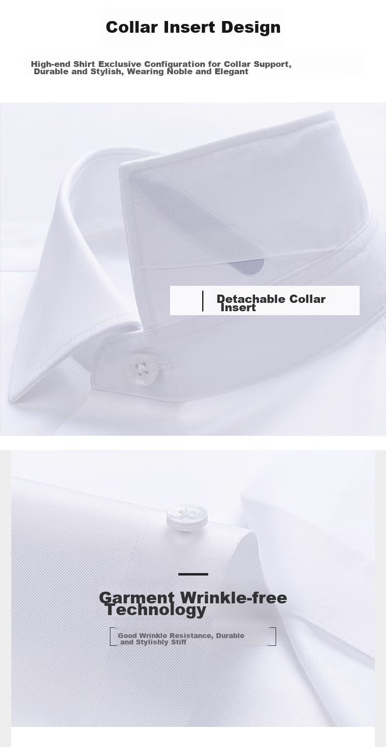 FIRS Long-Sleeve Shirt for Men, DP Wrinkle-Free Dress Shirt, Business Casual Work Pure Cotton Shirt, White, Size 43 3