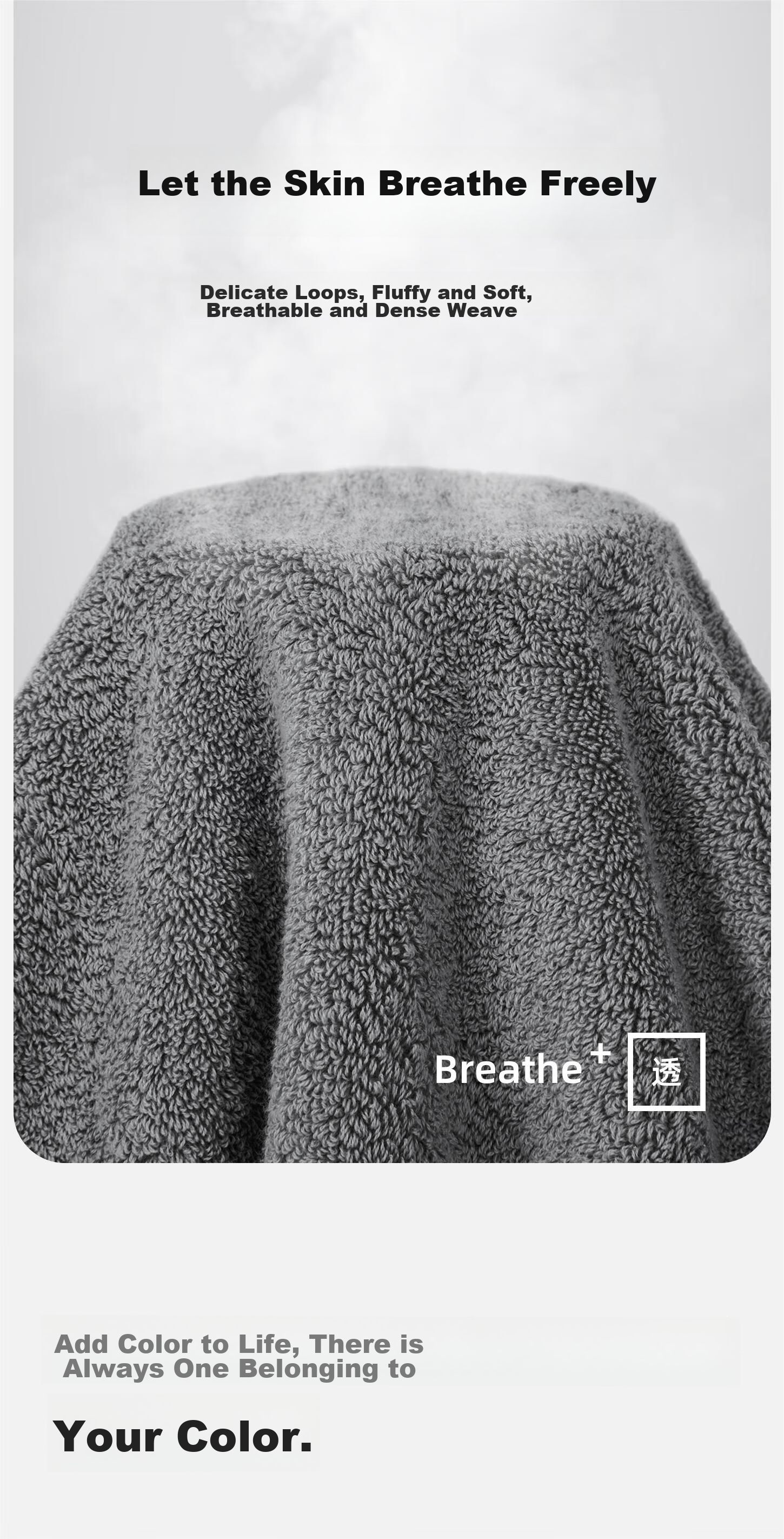 GGT Japanese Face Towel for Men, Pure Cotton Adult Bath Towel, Thickened Hotel Absorbent Hand Towel for Women, Jiao Cha + Smoky Gray 10