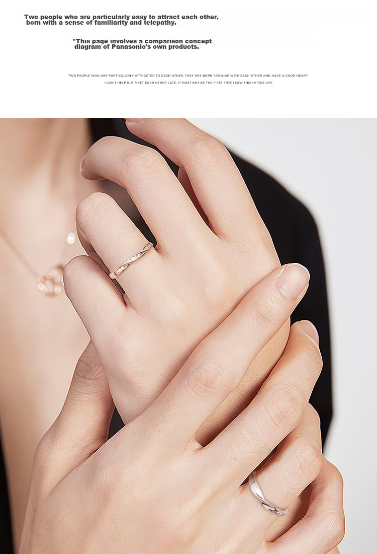 FanciFanci Twin Knot 925 Silver Couple Rings Open Adjustable Pair for Men and Women Anniversary Birthday Engagement Gift 4