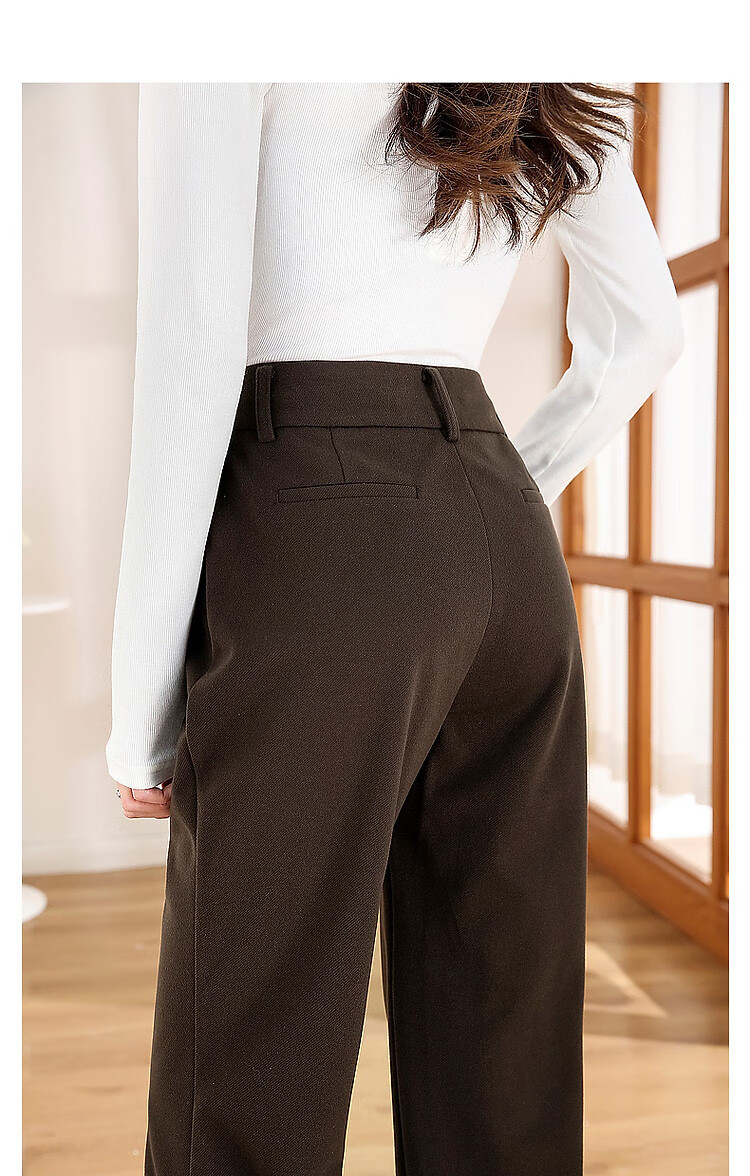 Dme [Career Selection] Winter Urban Commuter Micro-Flare Long Pants Women's Trousers Casual Pants, Coffee Color, Size 26 16