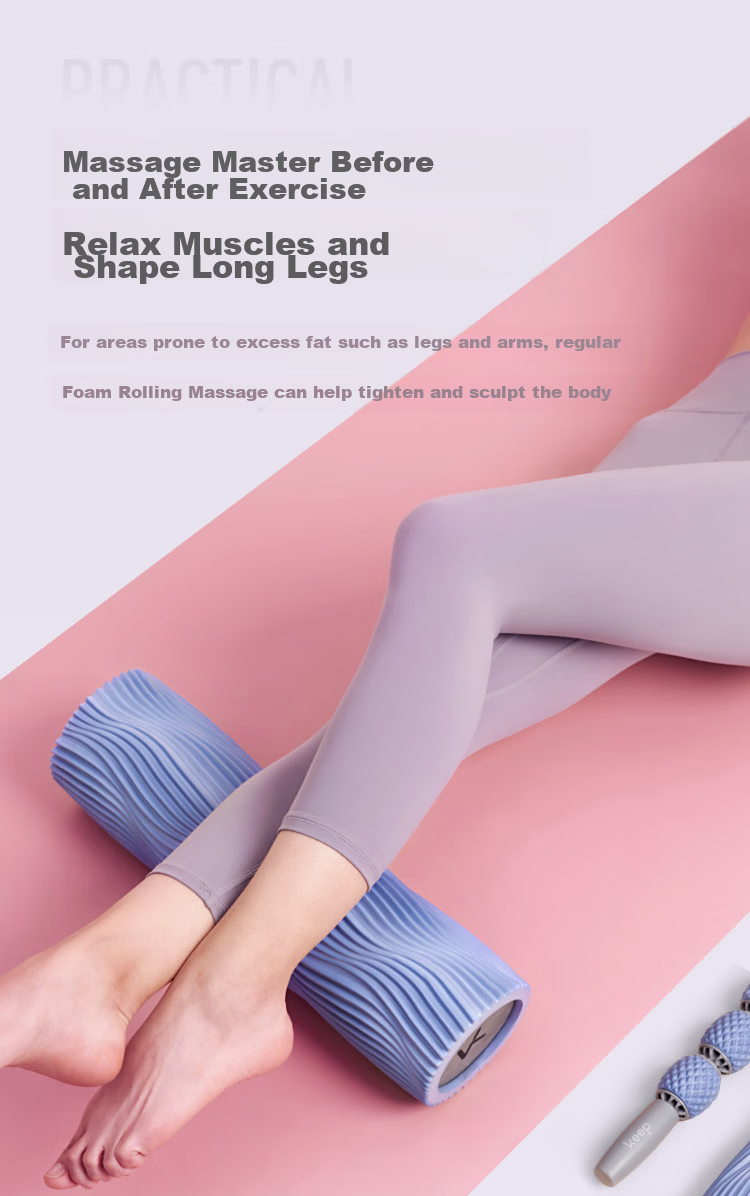 Keep Foam Roller Massage Stick, Muscle Relaxation Massager, Spiked Yoga Column, Fitness Training Combination Version, Pink Sand Color 3