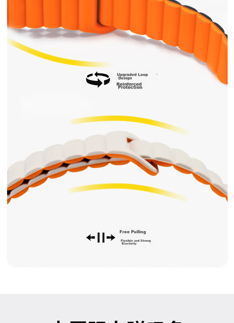 ESCASE Magnetic Silicone Watch Strap for Vivo WATCH GT ESIM Version, Breathable Comfortable Sports Dopamine Soft Skin-Friendly Starlight with Orange Band, No Ear 6