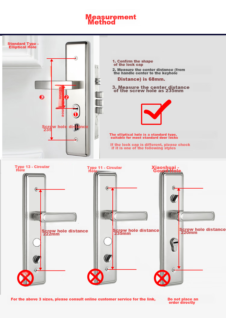 Aoben Door Handle, Anti-Theft Door Lock Entrance Door Handle 015 Red Antique 3.5mm Thickened Version (Without Lock Body Or Cylinder) 9