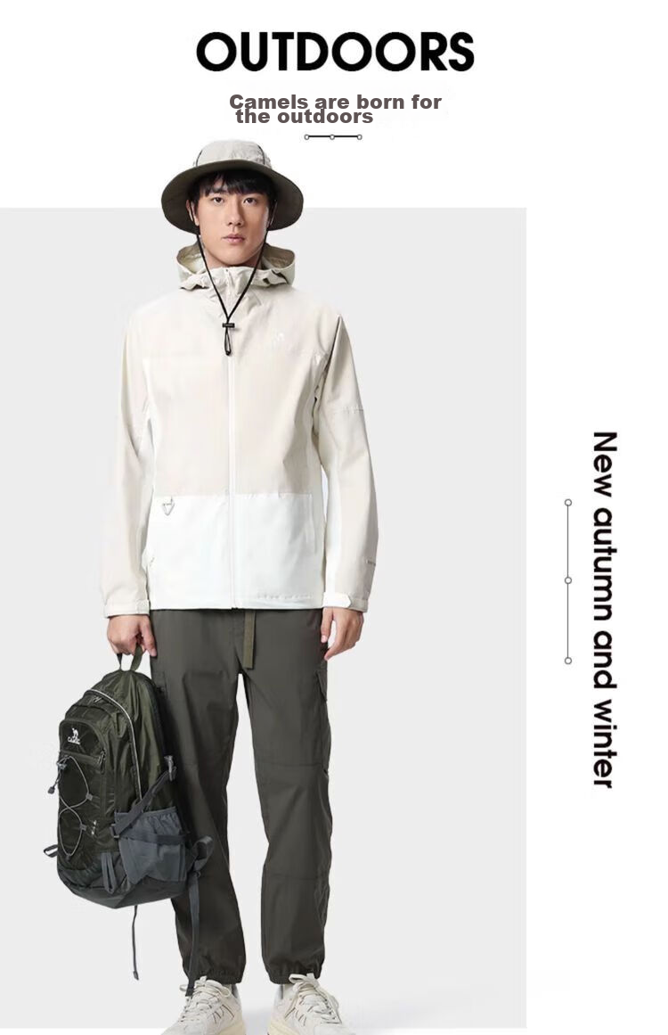 CAMEL [Yunchuan] Outdoor Mountain-Style Windproof And Waterproof Jacket, Men's Single-Layer Coat, Women's Color-Block Outdoor Camping Jacket 22