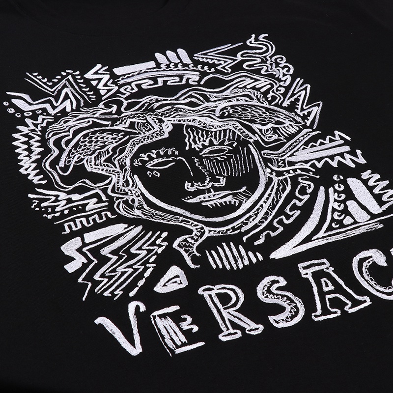 versace 范思哲 奢侈品9 男士黑色棉质圆领美杜莎人头像短袖t恤 a7